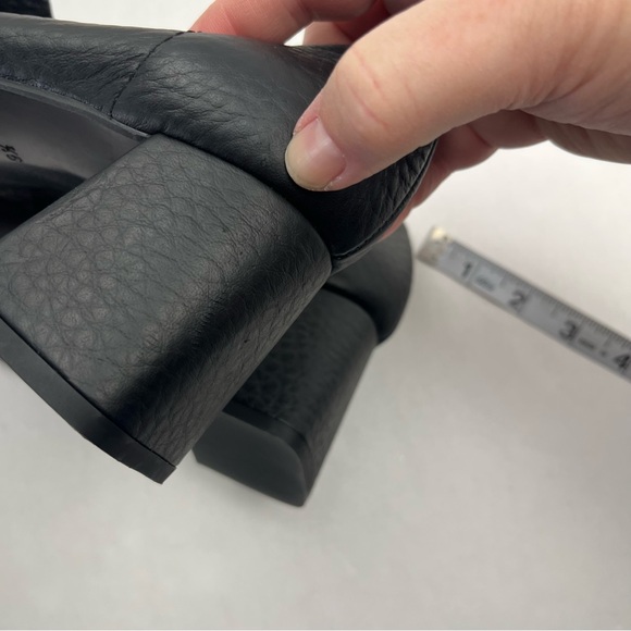 Aquatalia Carlina Block Heel Penny Loafer Square Toe Leather Black Size 9.5M 9.5 - Picture 8 of 12